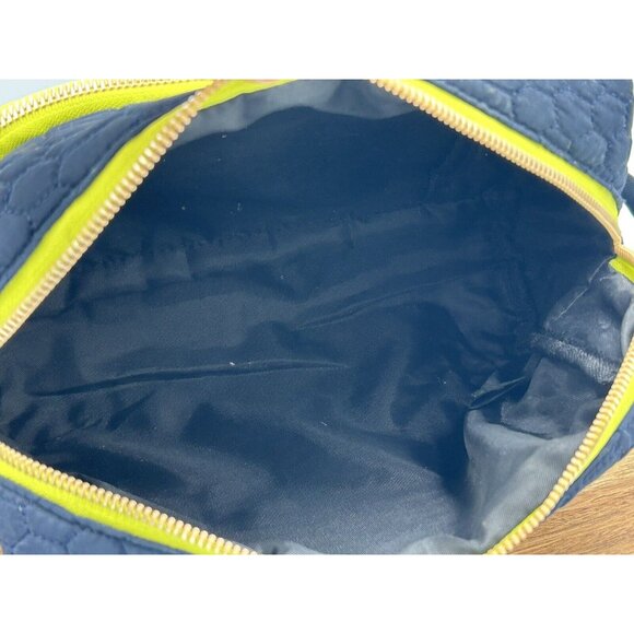 Aimee Kestenberg Cosmetic Bag Tote Quilted Puffer Navy Blue Zip Belt Handle - Picture 9 of 13